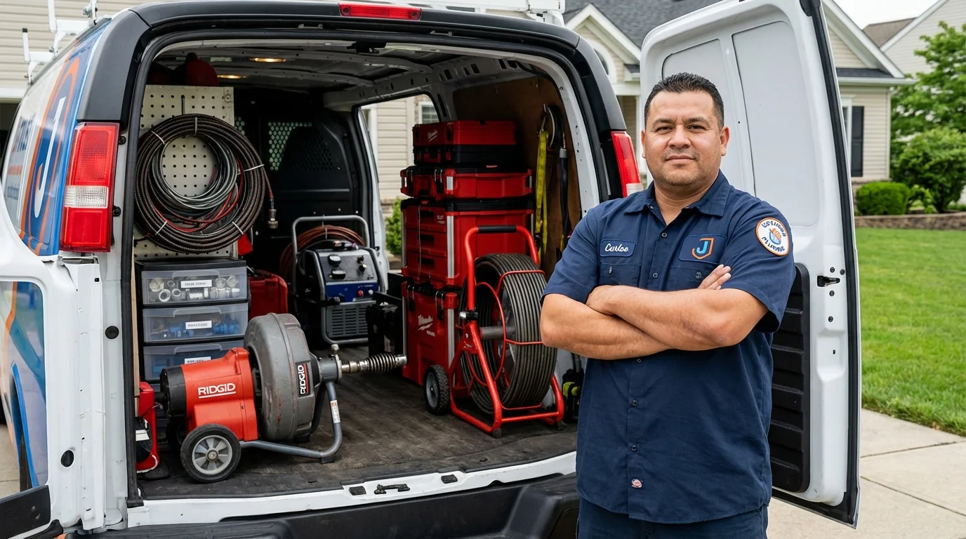 Professional drain cleaning equipment and Johns Plumbing LLC plumber in Esparto