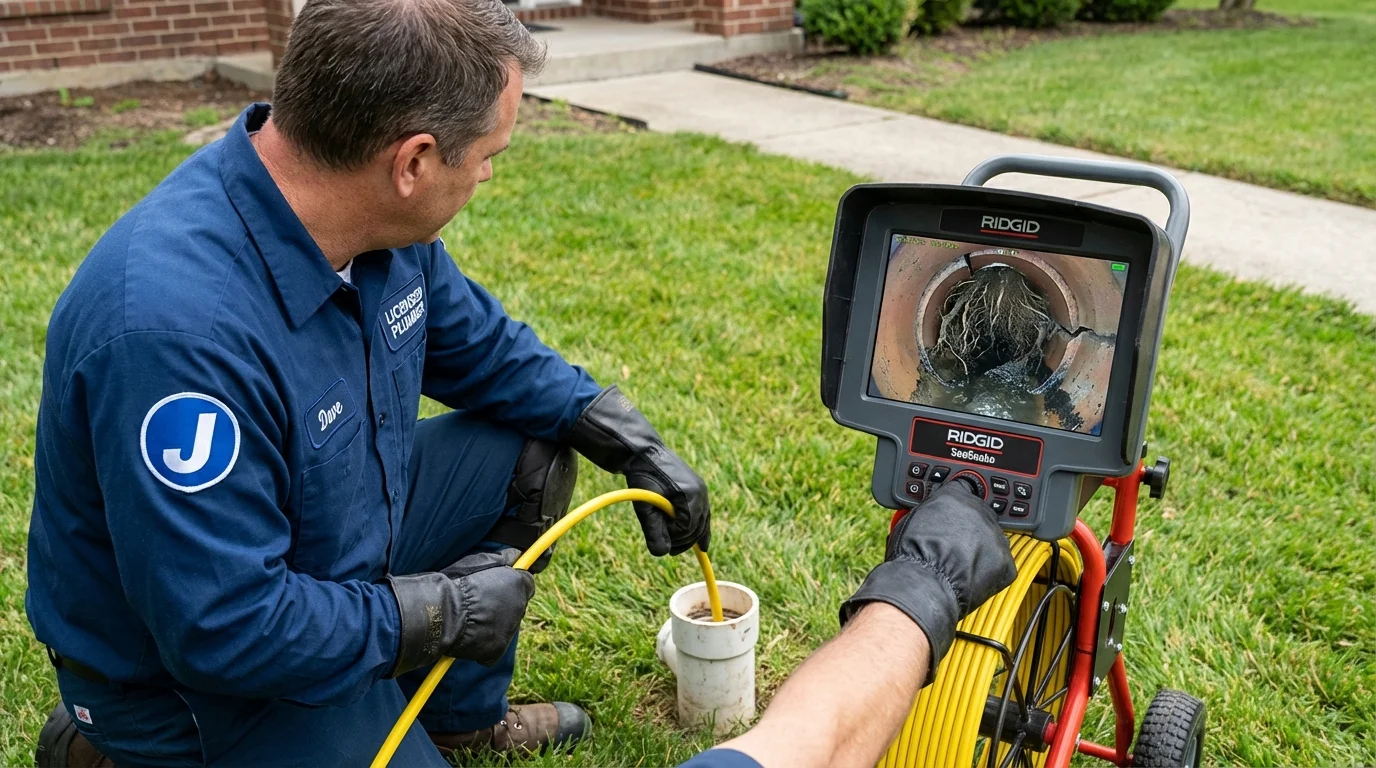 Sewer camera inspection being performed by Johns Plumbing LLC in Esparto